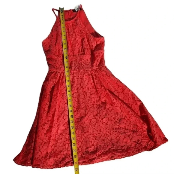 B. Darlin Peach Lace Mini Dress Size 1/2 - Picture 10 of 13